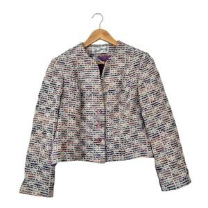 Vtg Bergdorf Goodman Alper Schwartz Purple Tweed Check Jacket Blazer 1960s Large